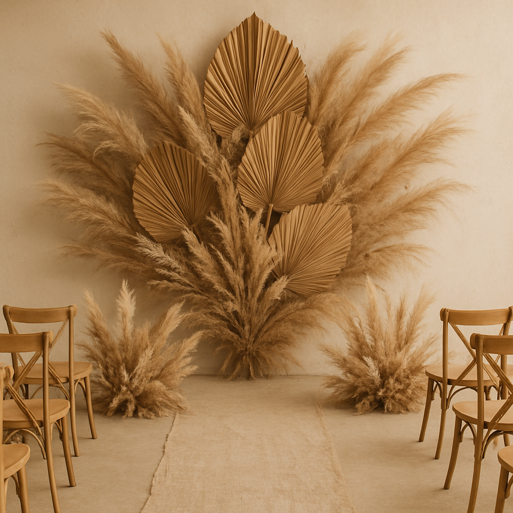 Dried Palm & Pampas Fan Backdrop