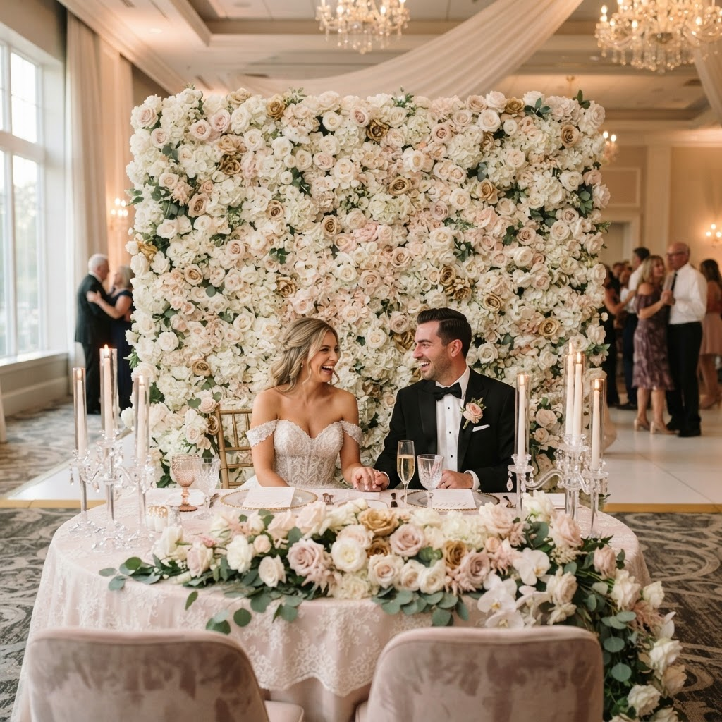Ivory & Blush Floral Wall
