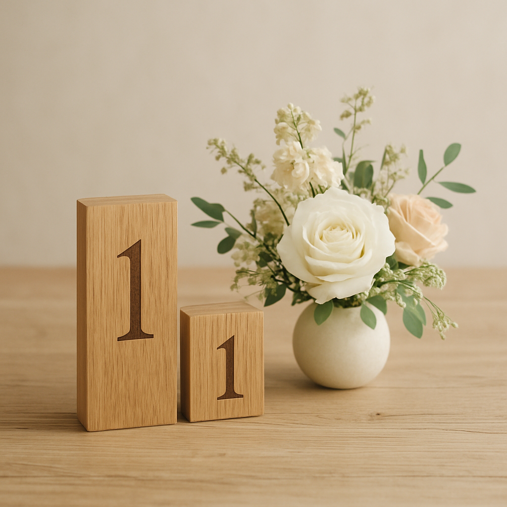 Engraved Wooden Table Number Blocks